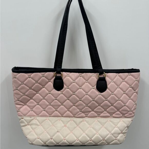 Betsey Johnson Pink and Cream Quilted Tote - Picture 5 of 8